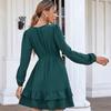 Hohe Taille A-linie Weißes Kleid Frauen Sommer Laterne Hülse V-ausschnitt Frau Kleid Lässige Mode Dot Solide Rüschen Kleider Robe 24888