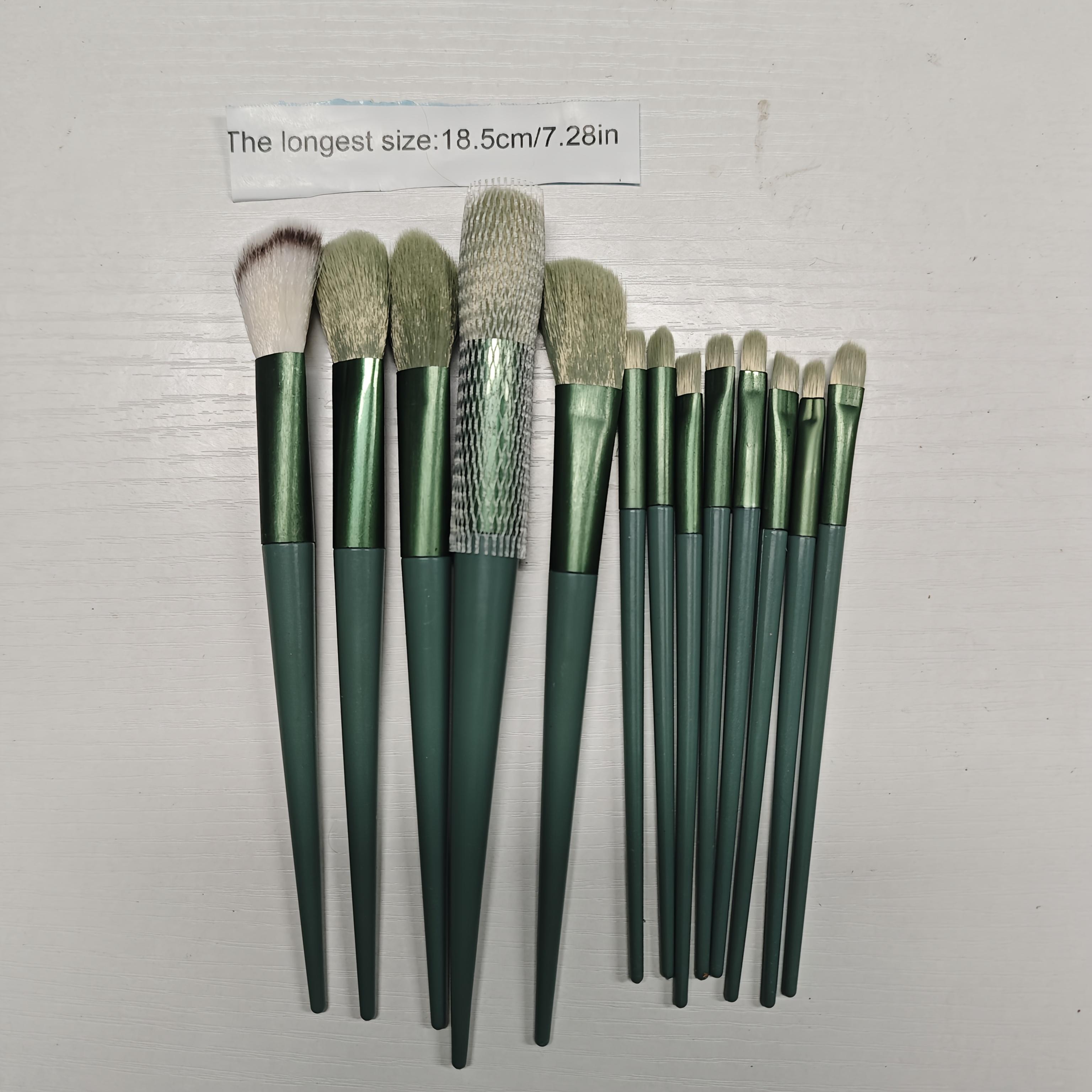 

13pcs Makeup Brush Set Includes Perfect Soft Pouch,Premium Pinkish Hue Cosmetic Implements with Quality Fibers,Portable Case зелений