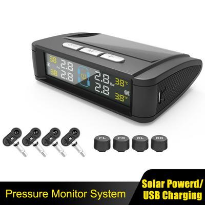 Automobile Accessories Tire Pressure Monitoring System Solar/USB Powered Car TPMS Auto Security Alarm Systems Tyre Temperature Monitor