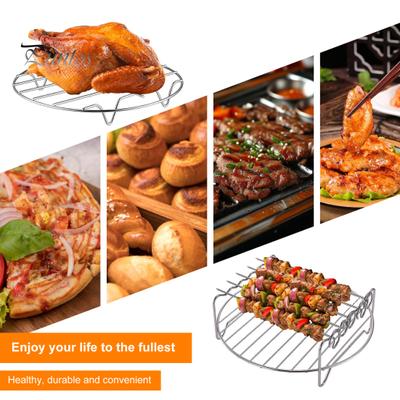2-teiliges Airfryer-Gestell für Airfryer-Öfen, doppellagiges Drahtgestell aus Edelstahl mit Spieß, Mehrzweck-Backgestell für Hühnchen, Fisch, Gemüse, Dampf