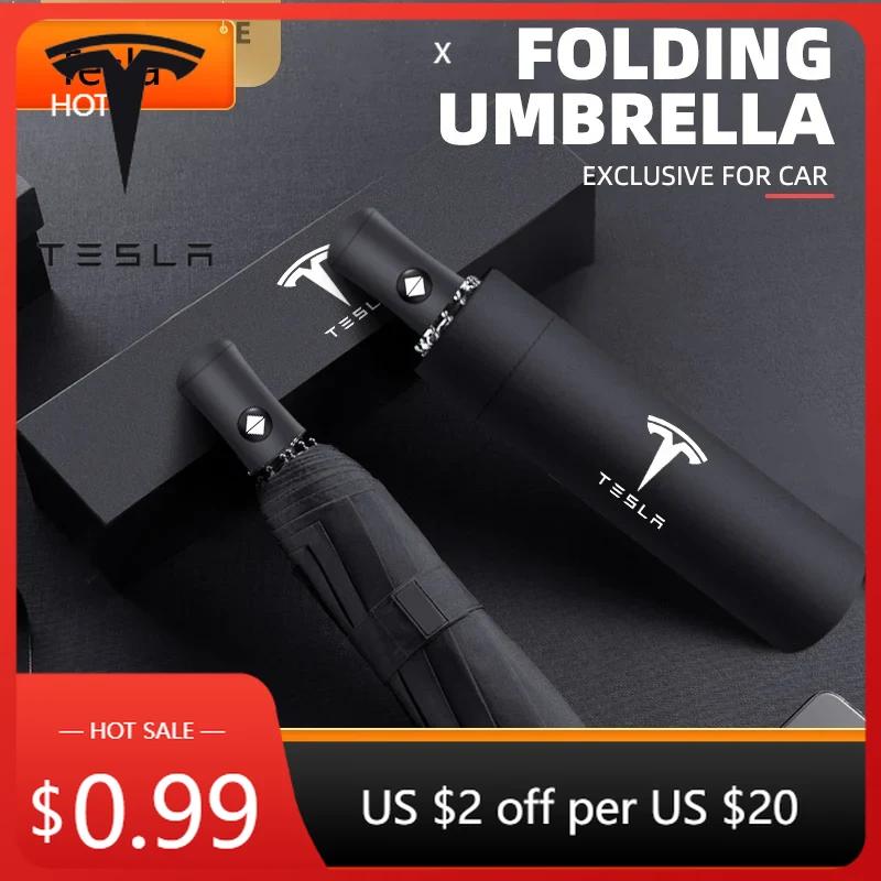 Car Sticker Tesla Car Logo Fully Automatic Folding Sunshade Umbrella For Tesla Model 3 Roadster Y Bonina Juguete Cybertruck Coil
