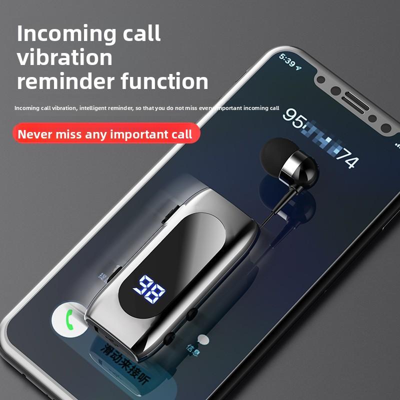 QUEED Electric Vibration Bluetooth Headphones, Lapel Type Telescopic Pull Cable, Smart Bluetooth Headphones, Sports Single-ear in-ear Type, Universal