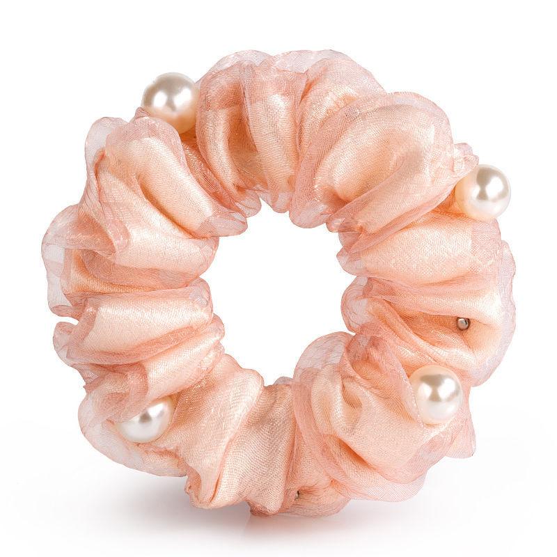Elegant Pearl Flower Scrunchies Women Girls Elastic Hair Rubber Bands Accessories Tie Hair Ring Rope Ponytail Holder Headdress