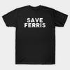Men Black Print T-shirt Save Ferris - White No-Cut Transfer Paper Print Cotton Tshirt