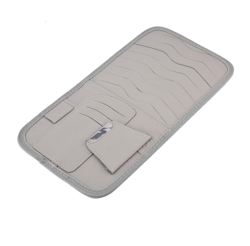 Multifunction PU Leather Car Sun Visor Holder Sunshade CD Storage Case Organizer Gray