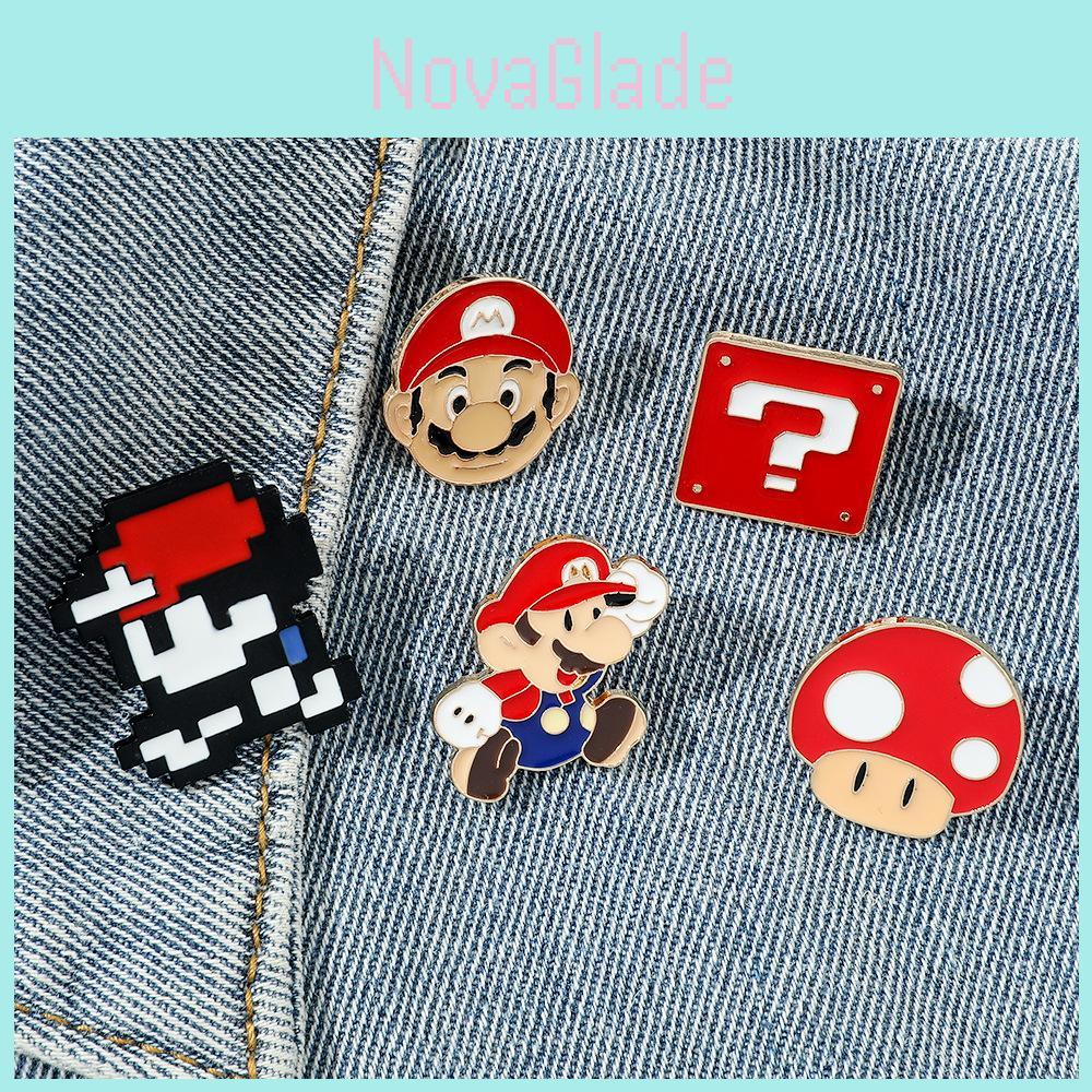 Cute Cartoon Character Mario Brooch Super Mario Mario Metal Badge Lovely Bag Accessory Pin