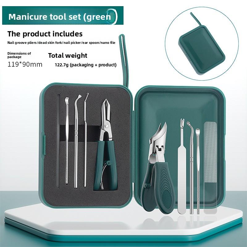Professional 5Pcs Manicure Kit, Sharp Angled Stainless Steel Nail Clippers, Ear Pick Nail File, Double Edge High Hardness Tools