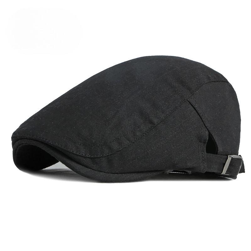 Unisex White Cotton Flat Cap Adjustable Ivy Cap Retro British Style Beret Breathable Spring Summer Duckbill Hat