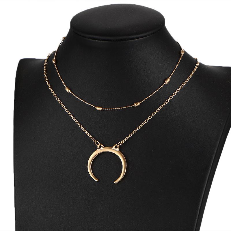 SUMENG 2024 New Fashion Multilayer Heart Necklaces Leaf Moon Choker Pendants For Women Beach Style Jewelry Gifts