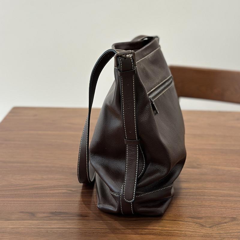 Johnature Leisure Large Capacity Soft Cowhide Women's Bag Genuine Leather Texture Versatile Shoulder Bag