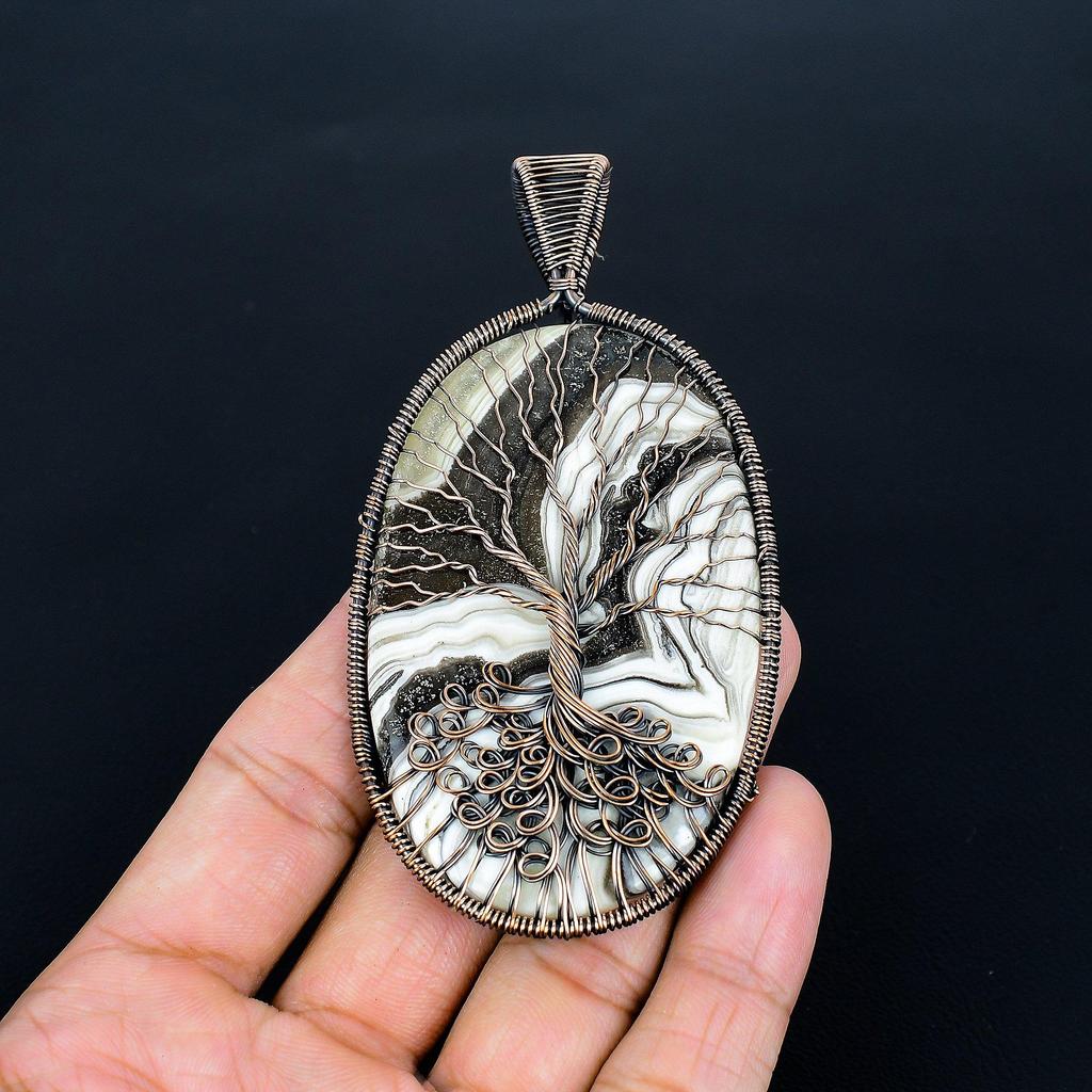 Mystery Agate Pendant, 999 Copper Wire Wrap Pendant Gemstone Jewelry, Handmade Pendant Amazing Jewelry, Gift For Her