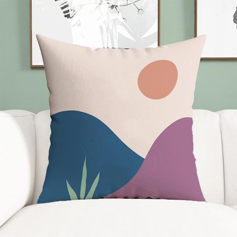 Office Living Room Home Pillowcase Simple Illustration Landscape Pattern Pillowcase Car Ornaments
