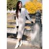 ELLASSAY Women's Minimalist V-Neck Wool Blend Coat