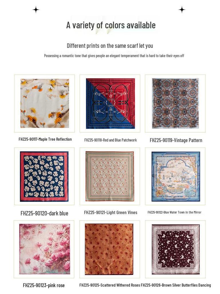 Mulberry Silk Women's Autumn Print Square Scarf: High-End Luxury Fashion Neck Scarf & Shawl