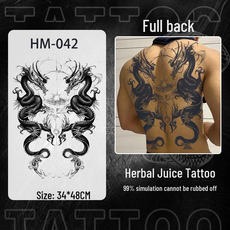 

Водонепроницаемые наклейки-татуировки на всю спину с изображением дракона и феникса: Полуперманентный, неотражающий дизайн для мужчин и женщин 34x48cm