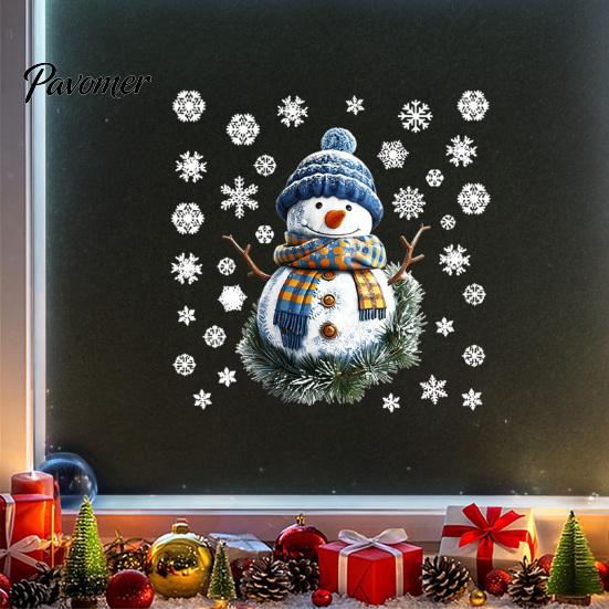 Removable Wall Stickers for Renters Christmas Santa Claus/Snowman Static Glass Stickers, Windows Clings, PVC Waterproof Scratch Resistant Home