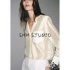 Autumn New Women's Clothing Minimalist Embroider Pocket Lapel Shirt Tops 4786079 4786179