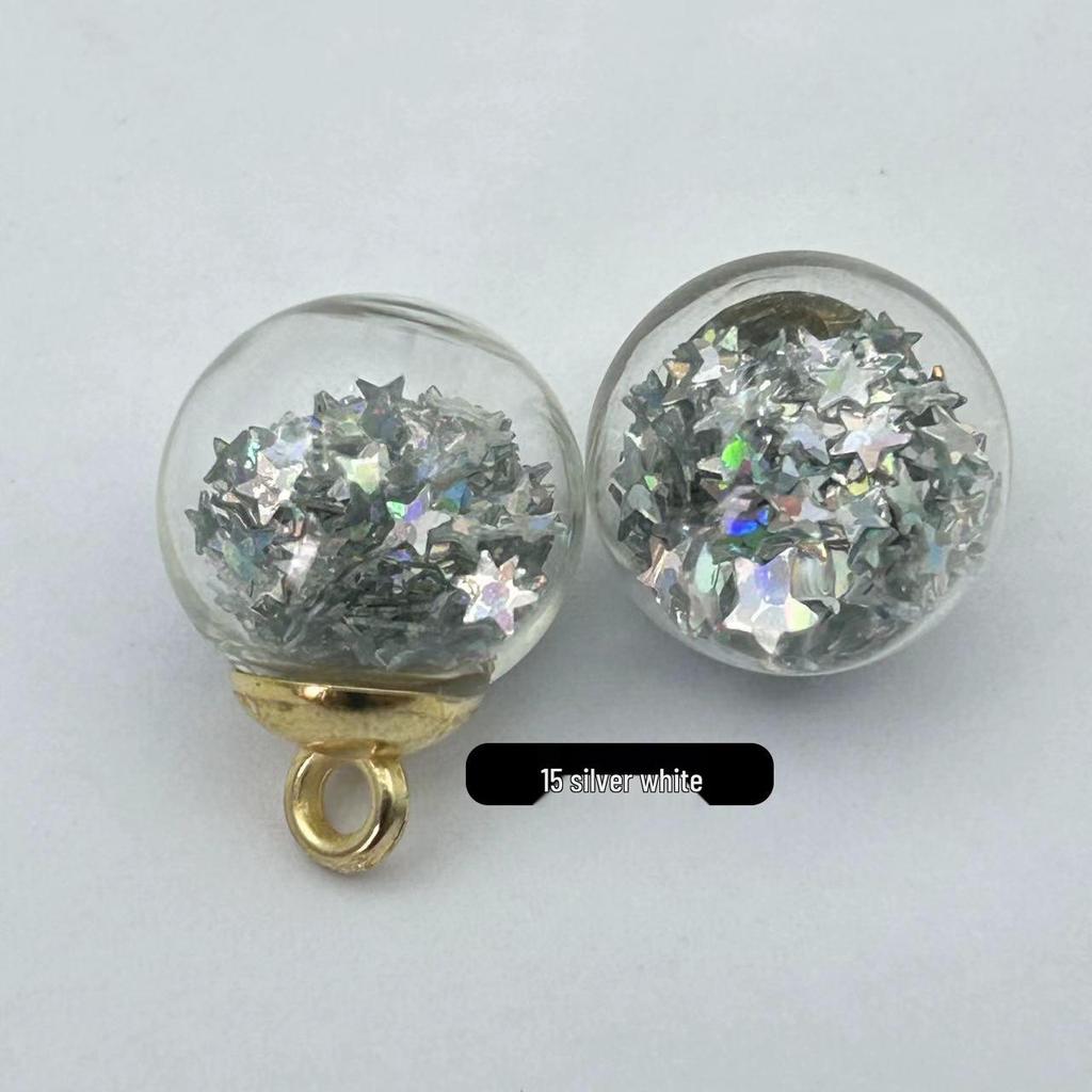 Glass Round Ball Star Sequin Pendant Earrings & Keychain Accessories