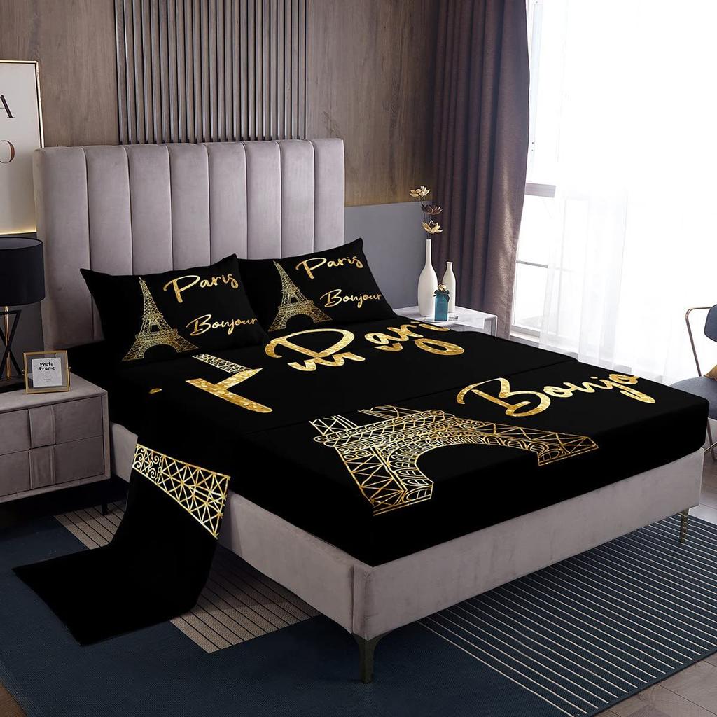 Chapéu de Cama com Padrão de Frutas Abacate Desenho Animado Conjunto de Roupa de Cama de Quatro Peças Decoração de Roupa de Cama para Quarto de Dormitório