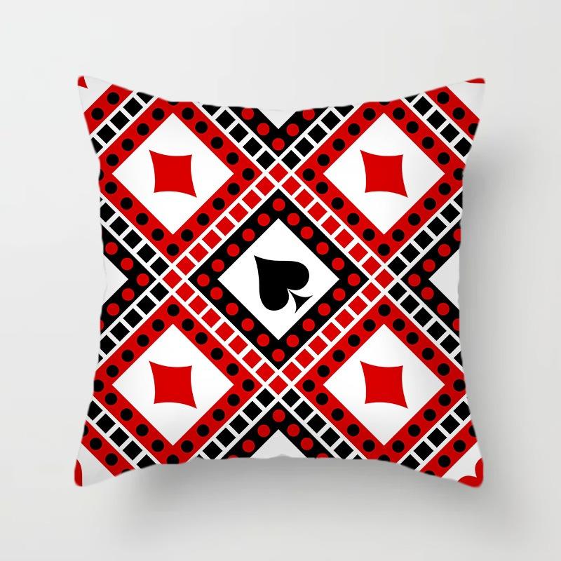 Juste de coussin carrée avec motif de poker, décoration de luxe pour la maison, accessoires magiques, cœur noir, bureau, canapé, voiture