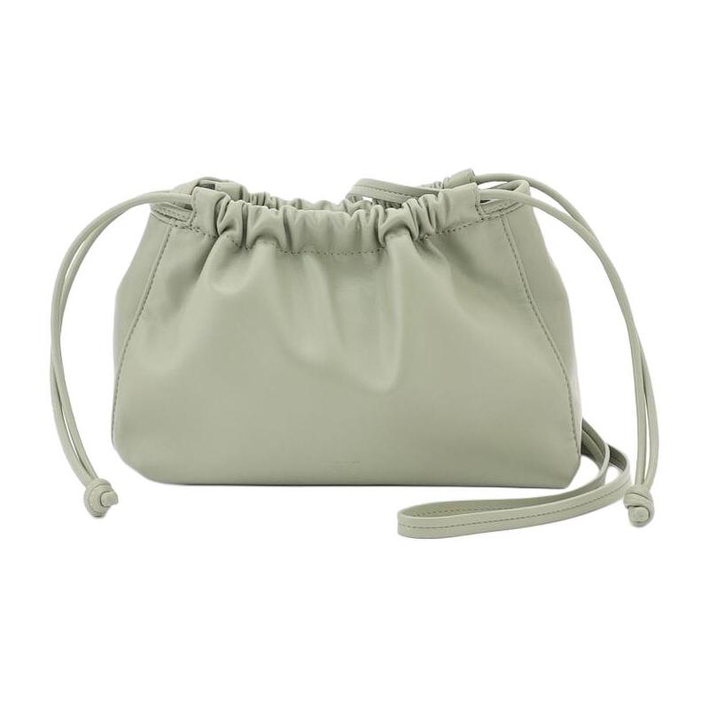 Calvin Klein Small and cute drawstring drawstring letter embossed synthetic leather shoulder bag women s light green зелёный