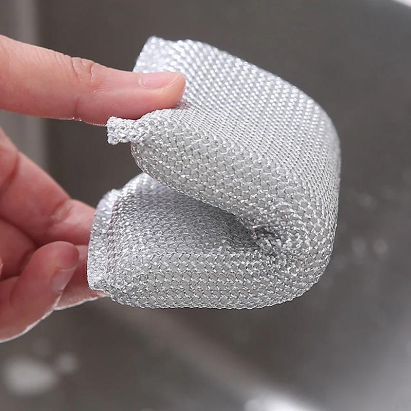 

Волшебная стальная проволочная губка для протирания антипригарным маслом щетка многоразовая двухсторонняя салфетка для уборки кухонная тряпка для мытья посуды тряпки полотенца 1pcs