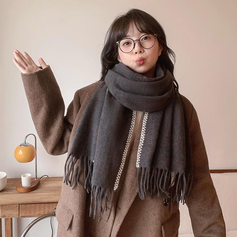 

2024 Новый приятный для кожи дизайн однотонный шарф для женщин зима High-end Sense 215x65cm