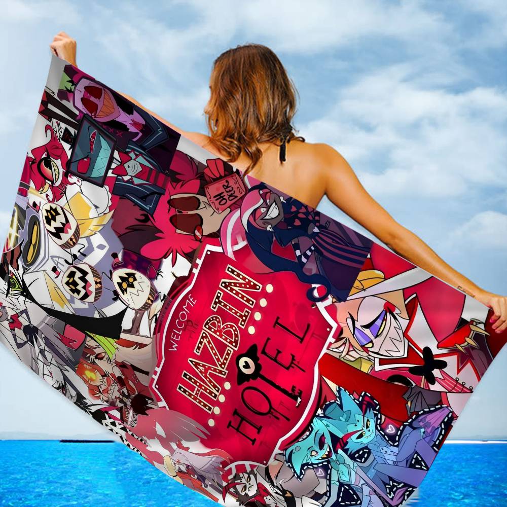 Cartoon Hazbin Hotel Bath Towel Microfiber Soft Water Absorbing Breathable For Girl Kids Decorative Cartoon Beach Towel