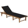 VidaXL Folding Lounge Chair with Cushion Solid Acacia Wood