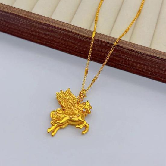 Nazar Pegasus Złoty Wisiorek Skrzydlaty Koń Symbol Mitologiczny Siły Wolności Latający Koń Biżuteria Prezent dla Kobiet Mężczyzn