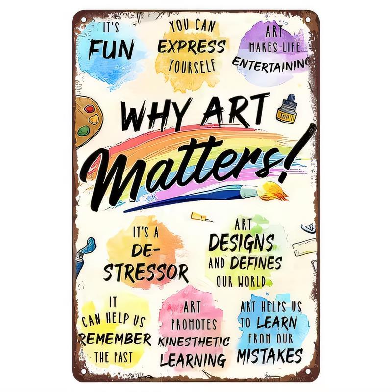 Tin Sign Wall Decor for Art Lovers Why Art Matters Funny Quote Metal Plaque Vintage Rust Proof Tin Poster Bathroom Bedroom O