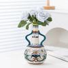 700ml Hand-Painted Ceramic Olive Oil Dispenser, Mediterranean Style Drip-Free Cruet with Handle, Artisanal Vinegar Bottle