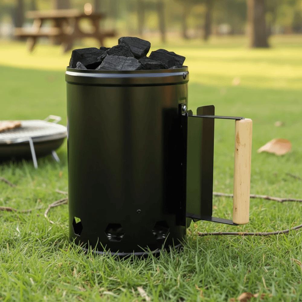 Stainless Steel BBQ Carbon Barrel With Handle Charcoal Bucket Yard
