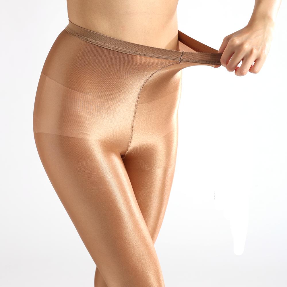 Strumpfhosen 70D Nachtclub Sängerin Auftritt Öl Reflektierend Strümpfe Bühne Strumpfhosen Braun Hohe Qualität One Size beige
