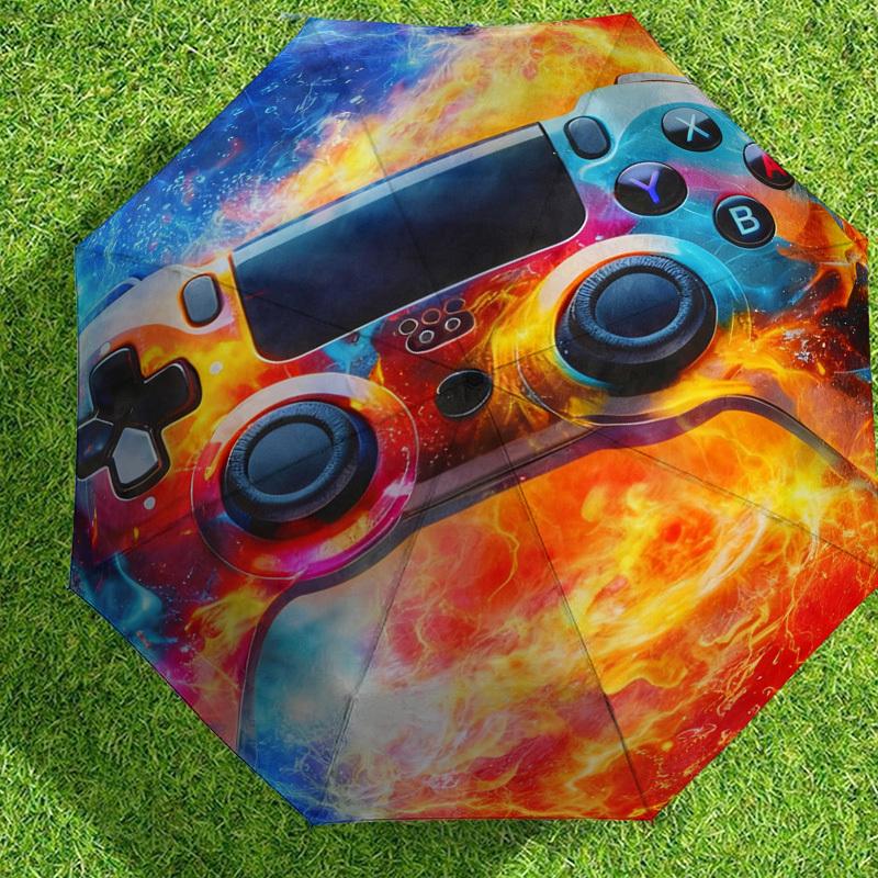 1pc Fire Lightning Pattern Umbrella Design Automatic Opening and Closing Umbrella, High-quality Travel Umbrella, C1128150
