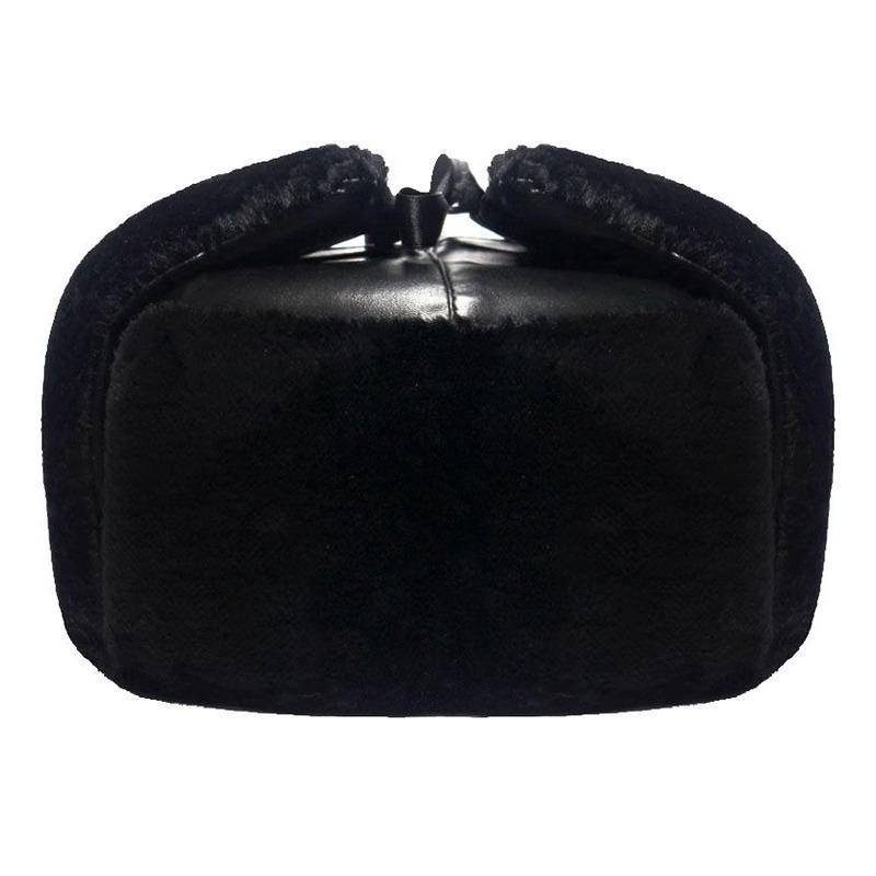 Winter security cotton hat, black thickened velvet leather hat, windproof and warm duty cold-resistant cotton hat