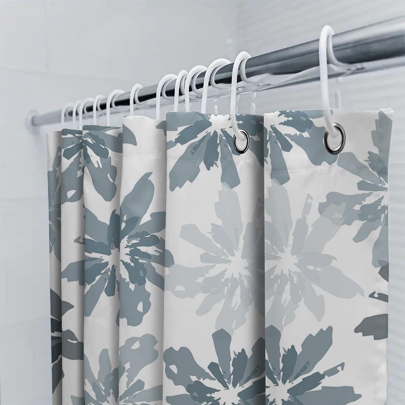 Blue White Floral Shower Curtain Waterproof Bath Decoration For Modern Home Bathroom Decor 180X245Cm