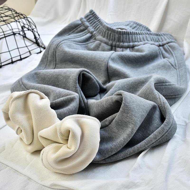 

[Cashmere sweatpants] Winter women s clothing fleece thickened sweatpants leggings sports casual versatile pants m ( 40-50kg ) серый
