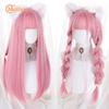 Synthetic Long Straight Lolita Wig with Bangs Wig Girl Cute Ombre Pink Blonde Black Cosplay Party Halloween Harajuku Wig