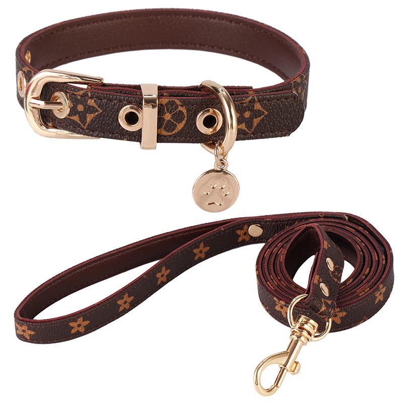 Fashion Faux Leather Collar and Leash Set for Small Pets
