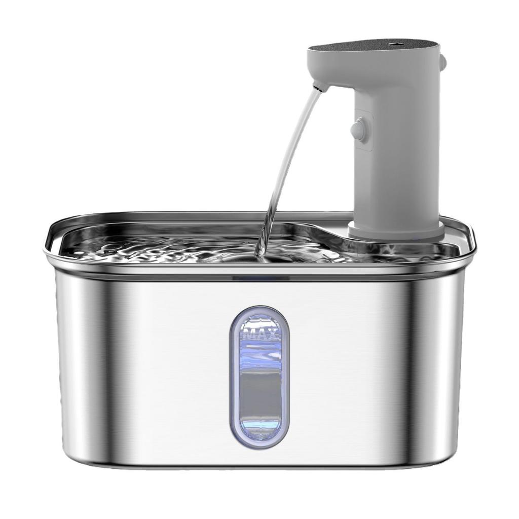 Wireless 304 Stainless Steel Pet Water Fountain Cat Dog Smart Sensor Quiet Pump Filter Battery Powered Auto Mode Water Bowl 3L