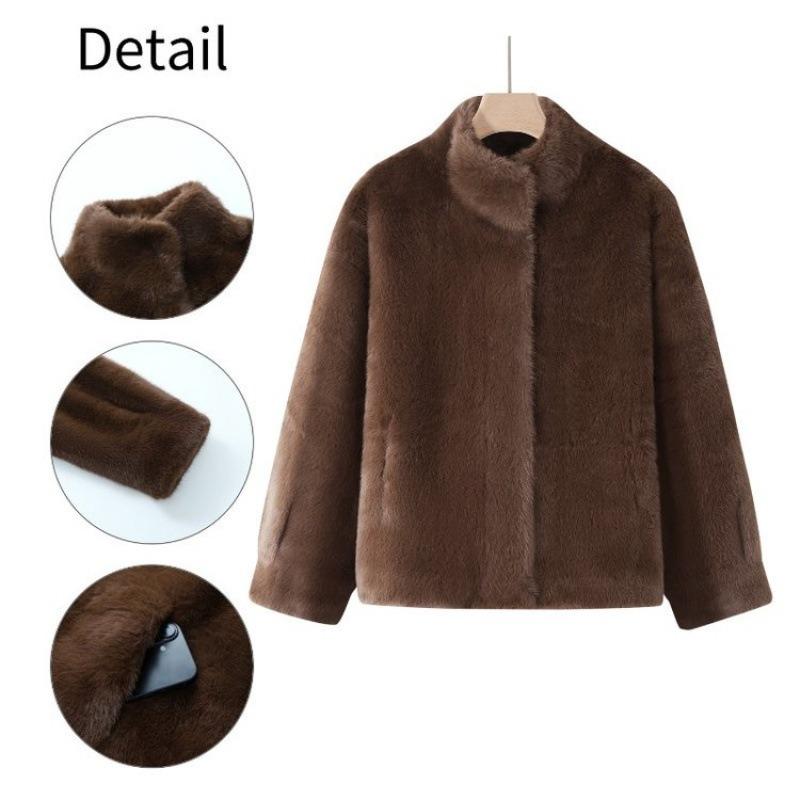 Women's clothing light women's wear short stand-up collar mink fleece fur integrated leather fleece jacket women
