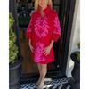 MGHR Women's Fashion Summer Spring Long Sleeve POLO Neck Solid Color Print Casual Dresses