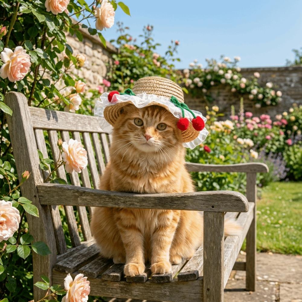 Adjustable Pet Sun Hat Lace Decor Dog Sun Protection Cap Fashion Cat Sunshade Hat Walking Hiking