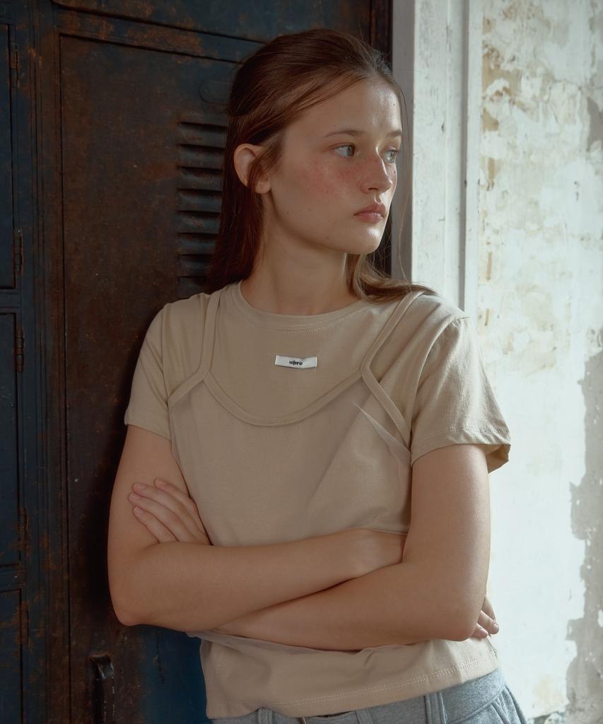 Leteoli Bustier Layered T-Shirtg_Beige