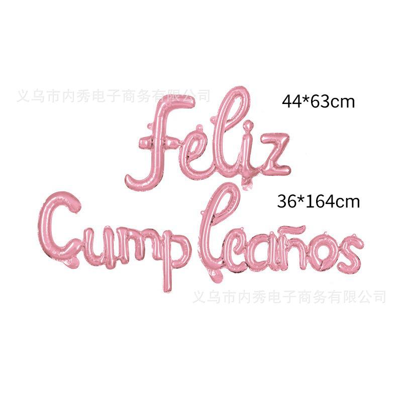 

16 Inch One-Piece Spanish Happy Birthday Set Aluminum Film Balloon Spanish Lowercase Birthday Party Decorative Balloon Pink Spanish Birthday