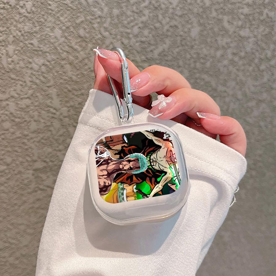 

Anime One Piece Luffy Zoro Case For Samsung Galaxy Buds Live 2 3Pro 4Pro 3 FE 2Pro 4 Pro Clear Earphone Cases Cover With Hook Buds 2 Pro