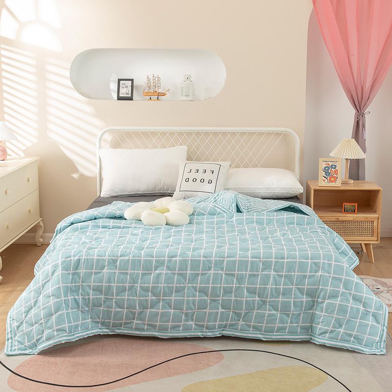 2025 Summer Thin Blanket Printing Bed Quilt Summer Cool Quilt Double Blankets Comforters Skin-friendly Cotton Thin Quilt Soft Bedding Home Textile