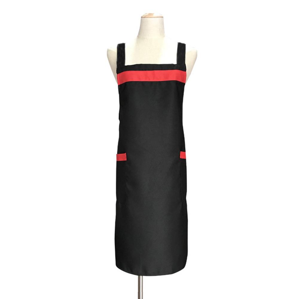 

Minimalist Kitchen Aprons Double Pocket Anti Dirty Work Apron Back Elastic Band Chef Cooking Aprons for Restaurant Cafes Shop чёрный