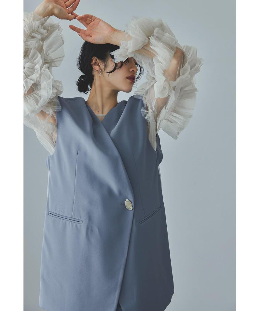 niana Sheer Tulle Ruffle Blouse with Voluminous Layered Shirt Dot Perfect for and Formal Size F Women's Sleeves, Top, Pattern, Parties, Weddings,